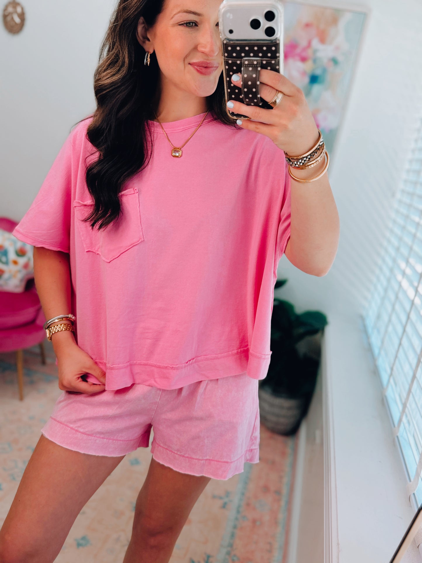 Easy Days Cotton Shorts Set - Pink