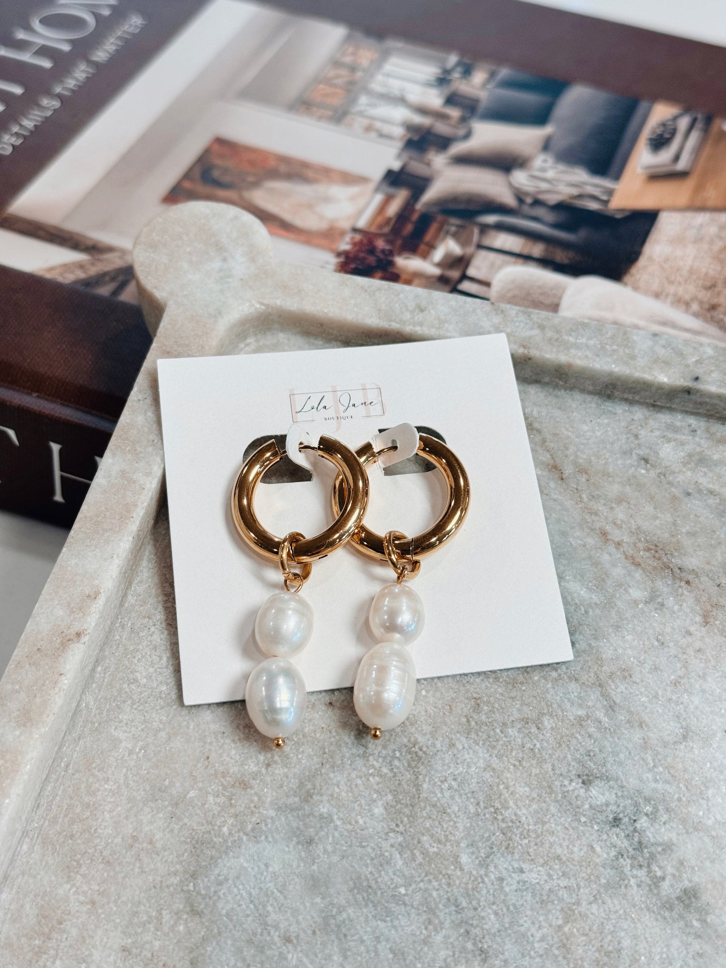 Lanie 18k Gold Plated Double Pearl Drop Earrings