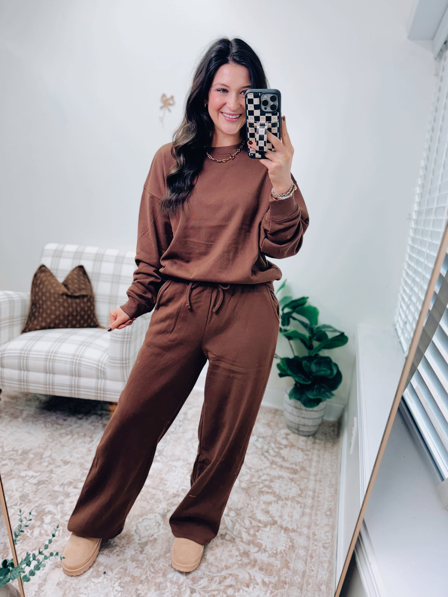 DOORBUSTER Crewneck Comfy Pants Set - Brown