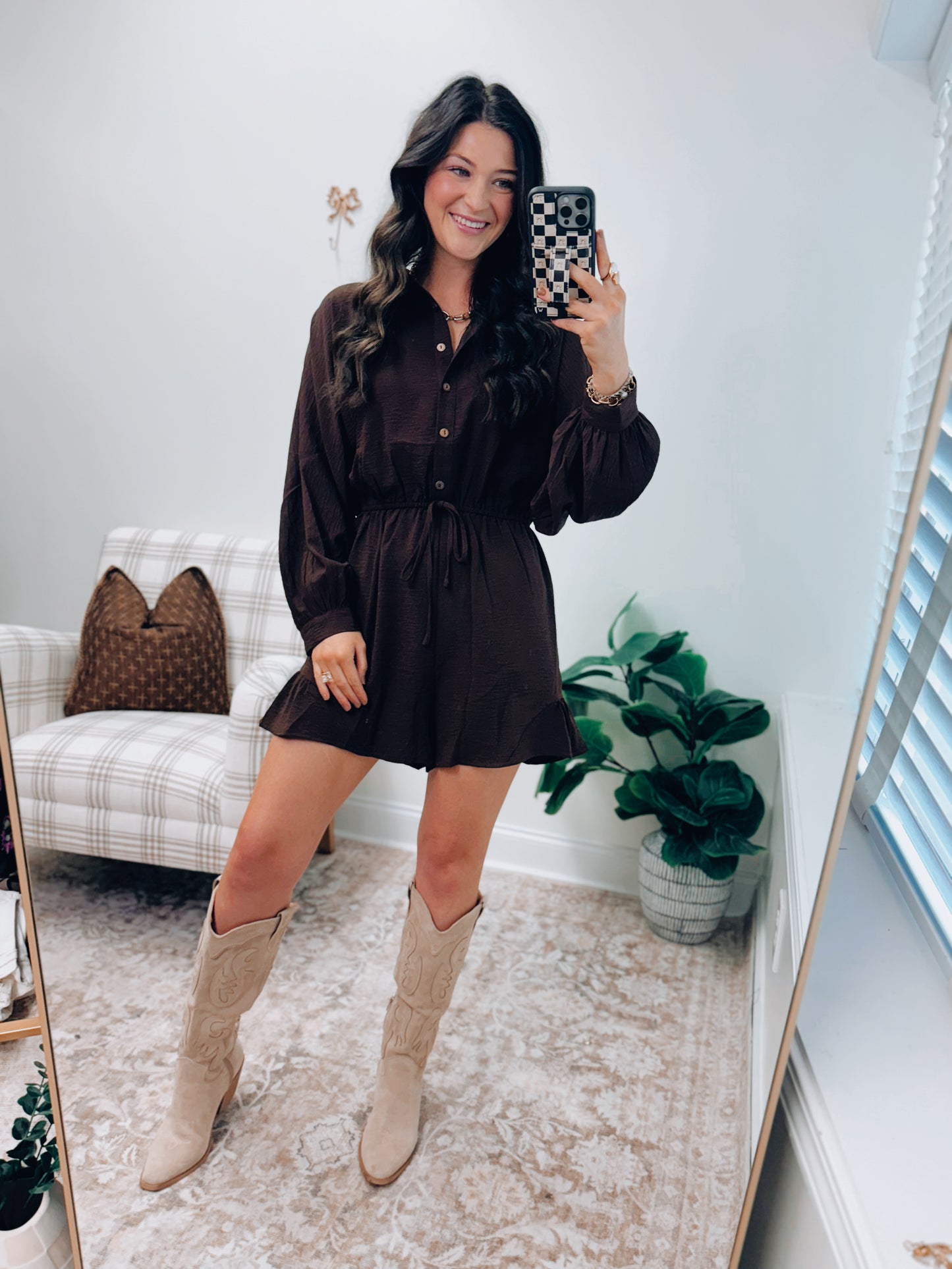 Chocolate Airwick Button Romper