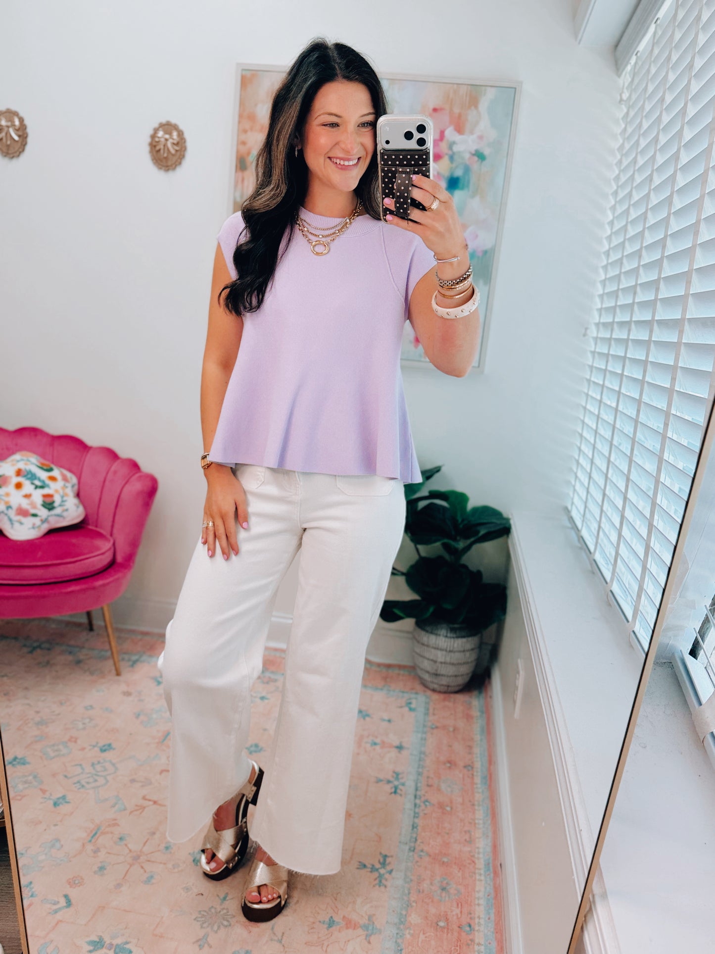 Marlow Ribbed Mock Top - Lavender