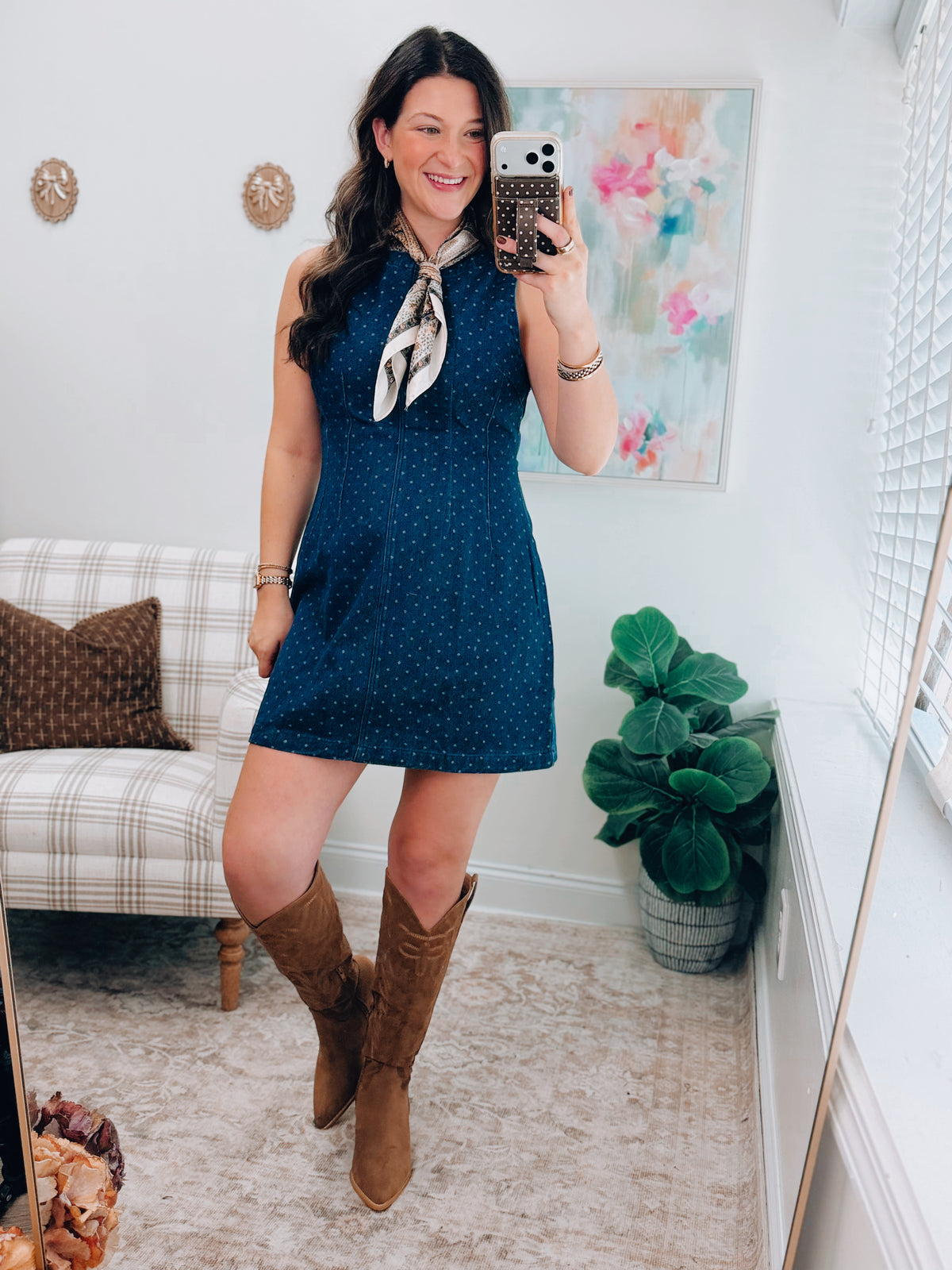 Penny Polka Dot Denim Mini Dress