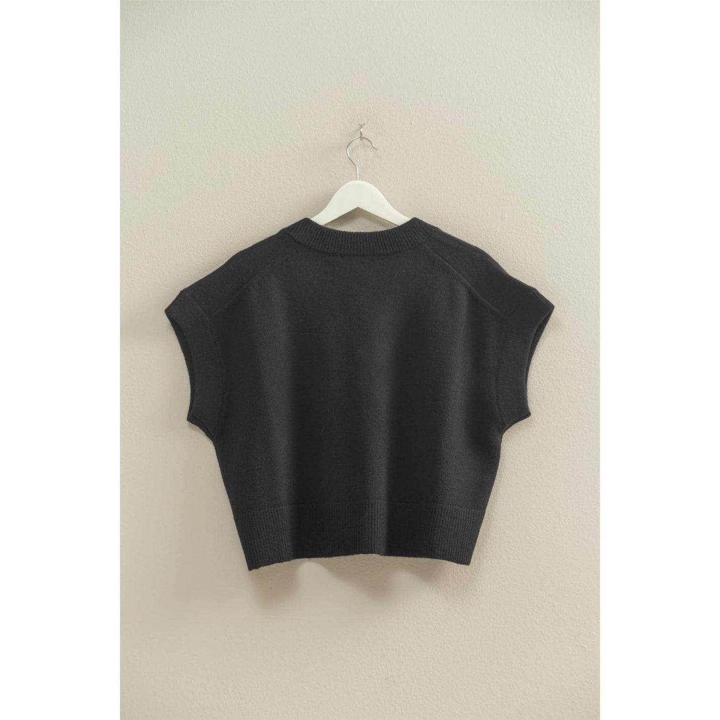 Black Oversized V-Neck Sweater Top