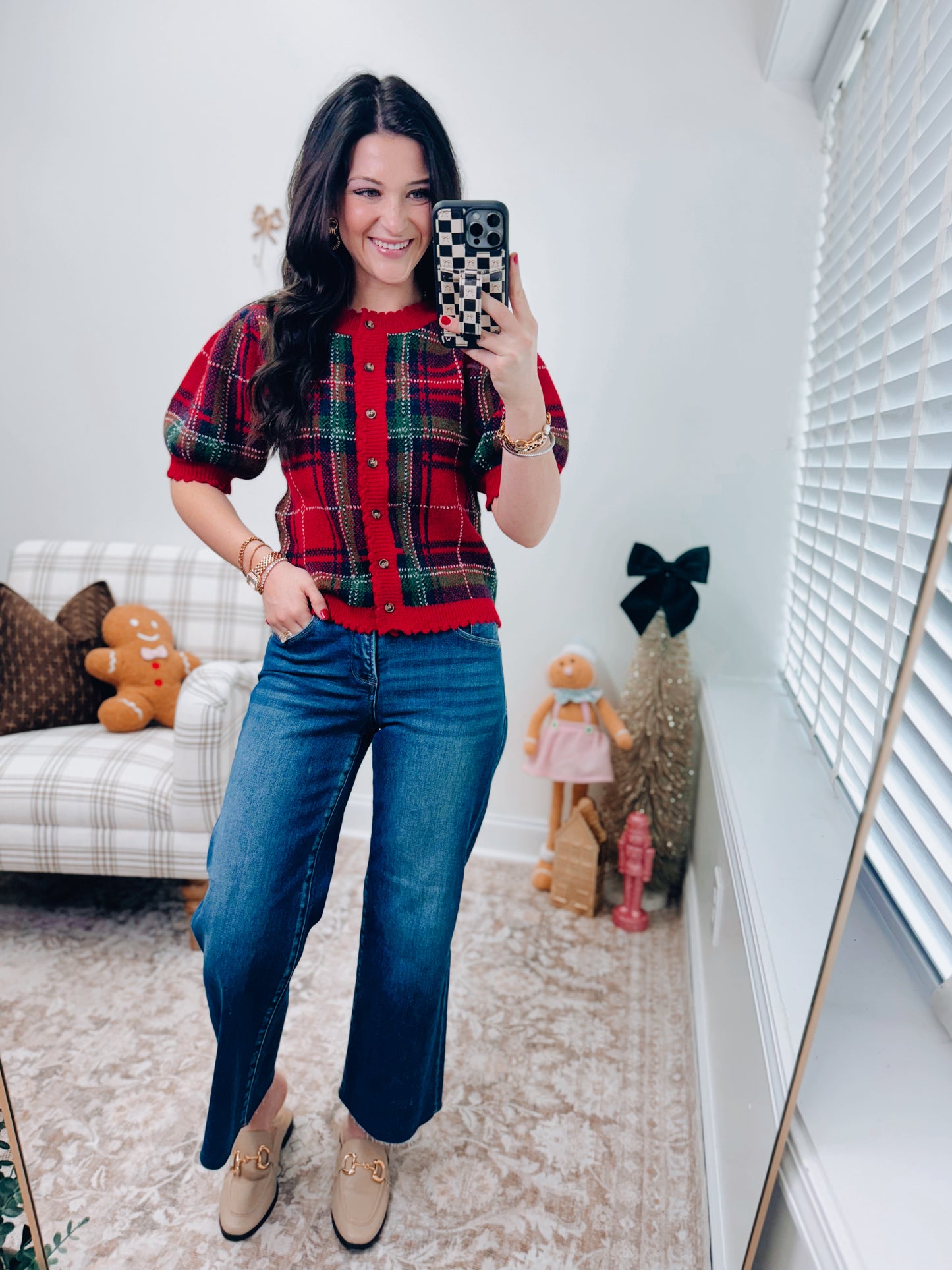 Christmas Plaid Sweater Top