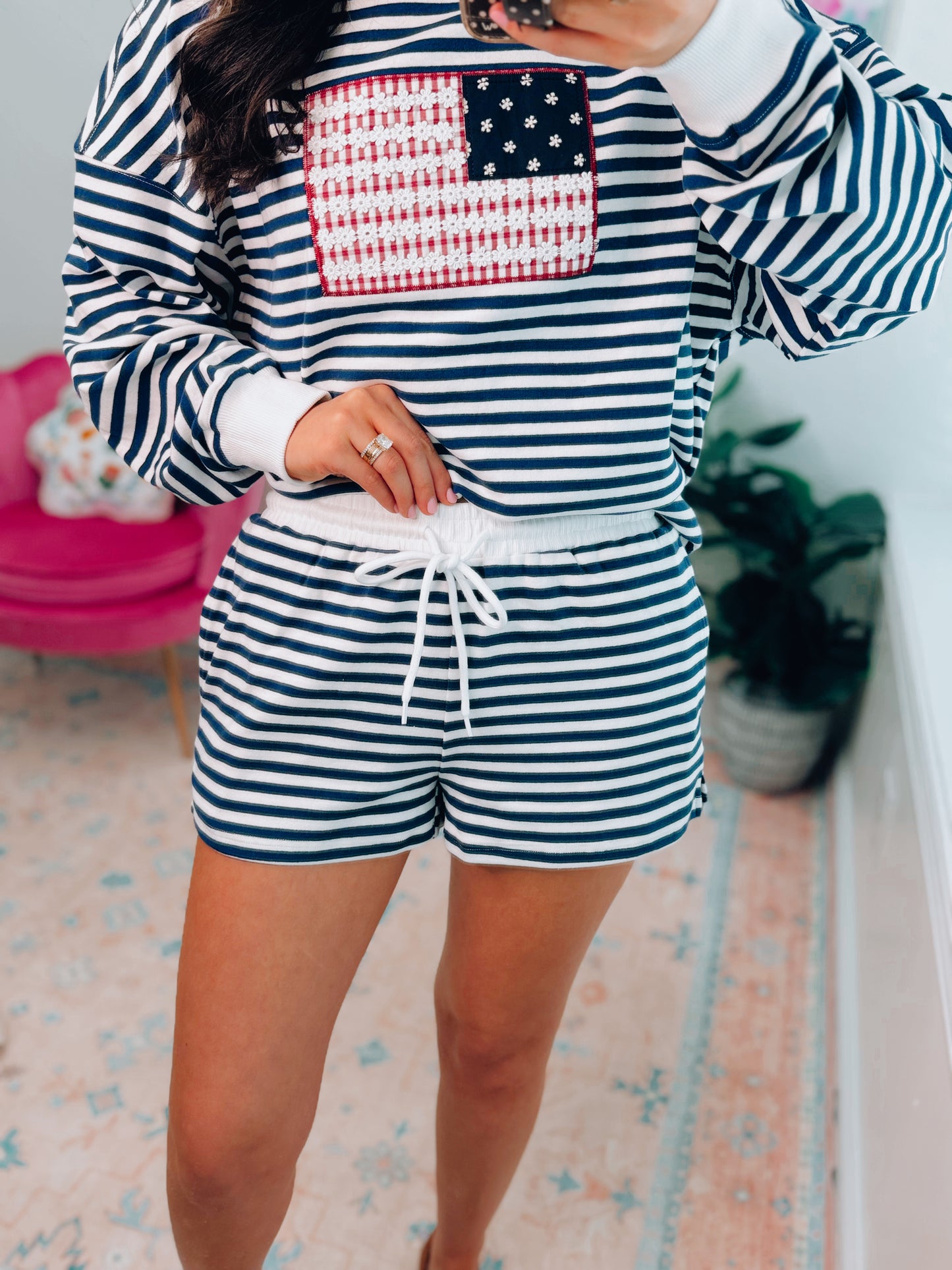 Navy Stripe Shorts