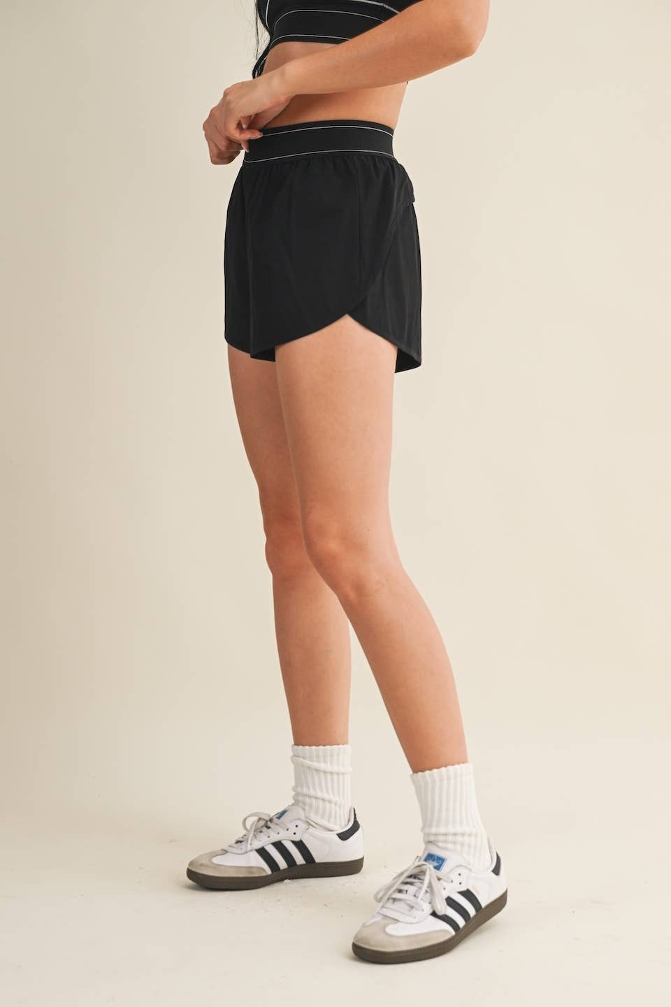 Black Lightweight Shorts with Elastic Waistband