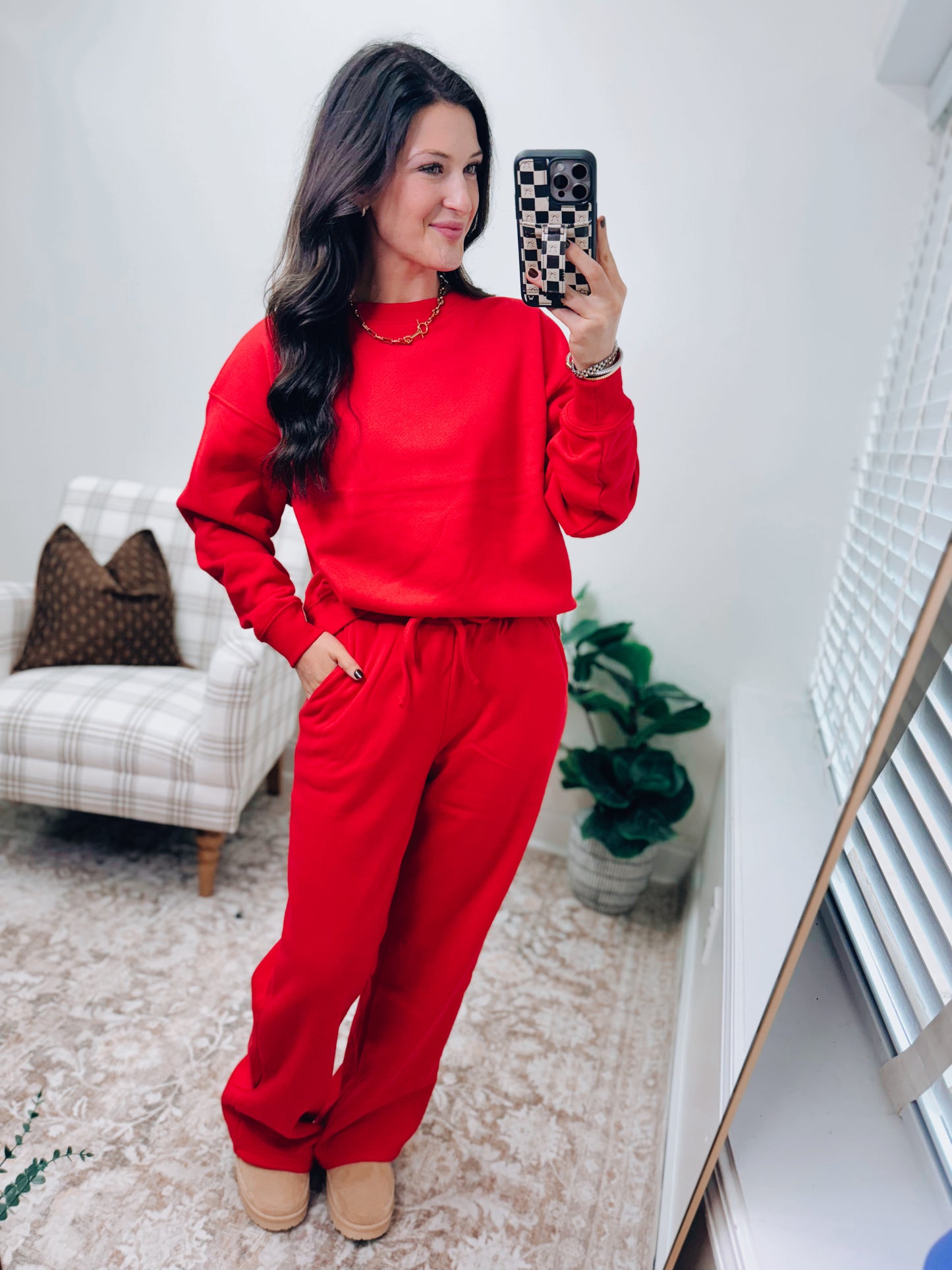 DOORBUSTER Crewneck Comfy Pants Set - Red