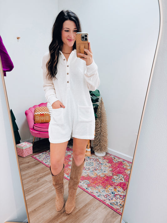 Cream Button Romper