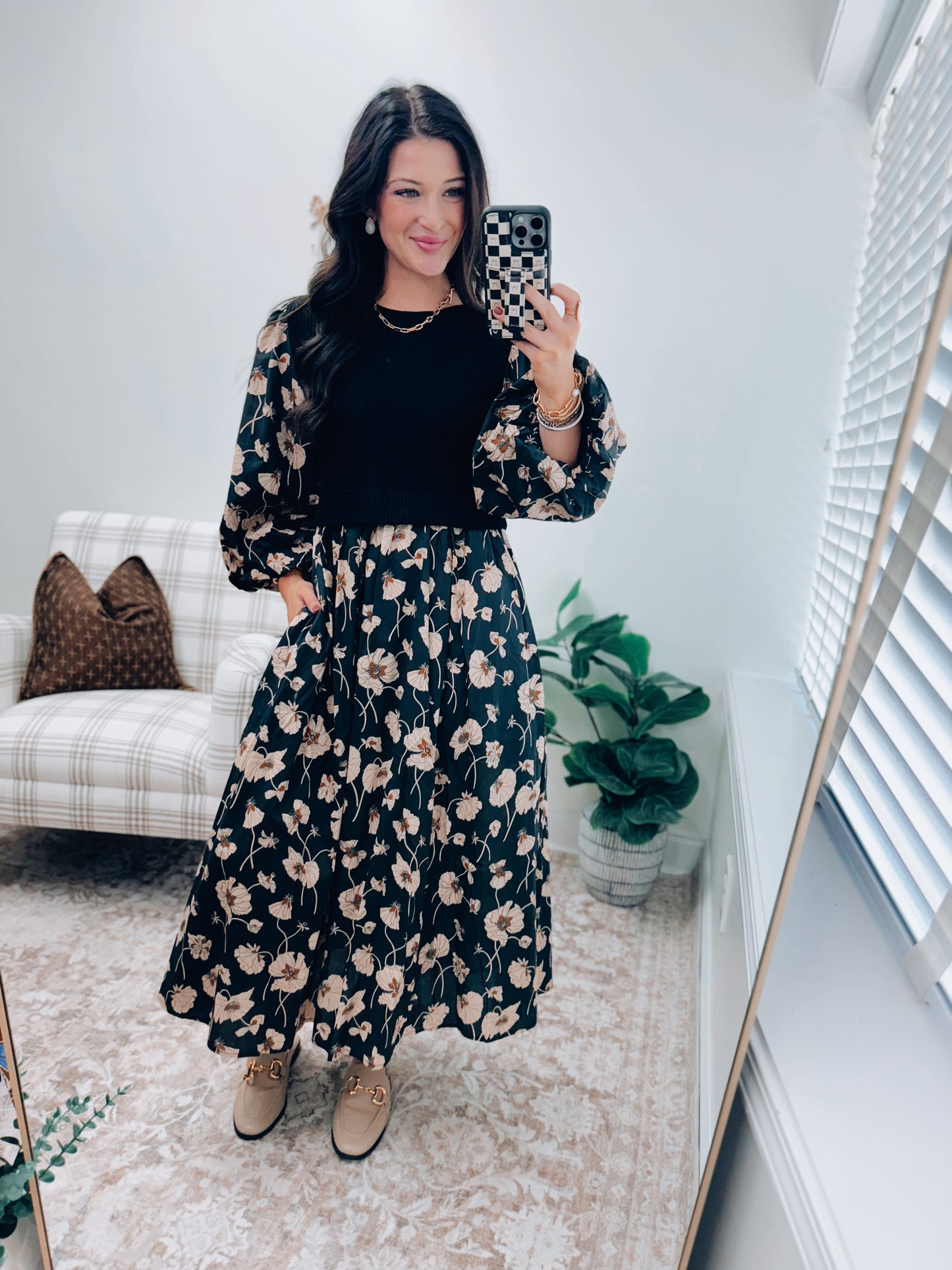 Stevie Sweater Top Combo Midi Dress