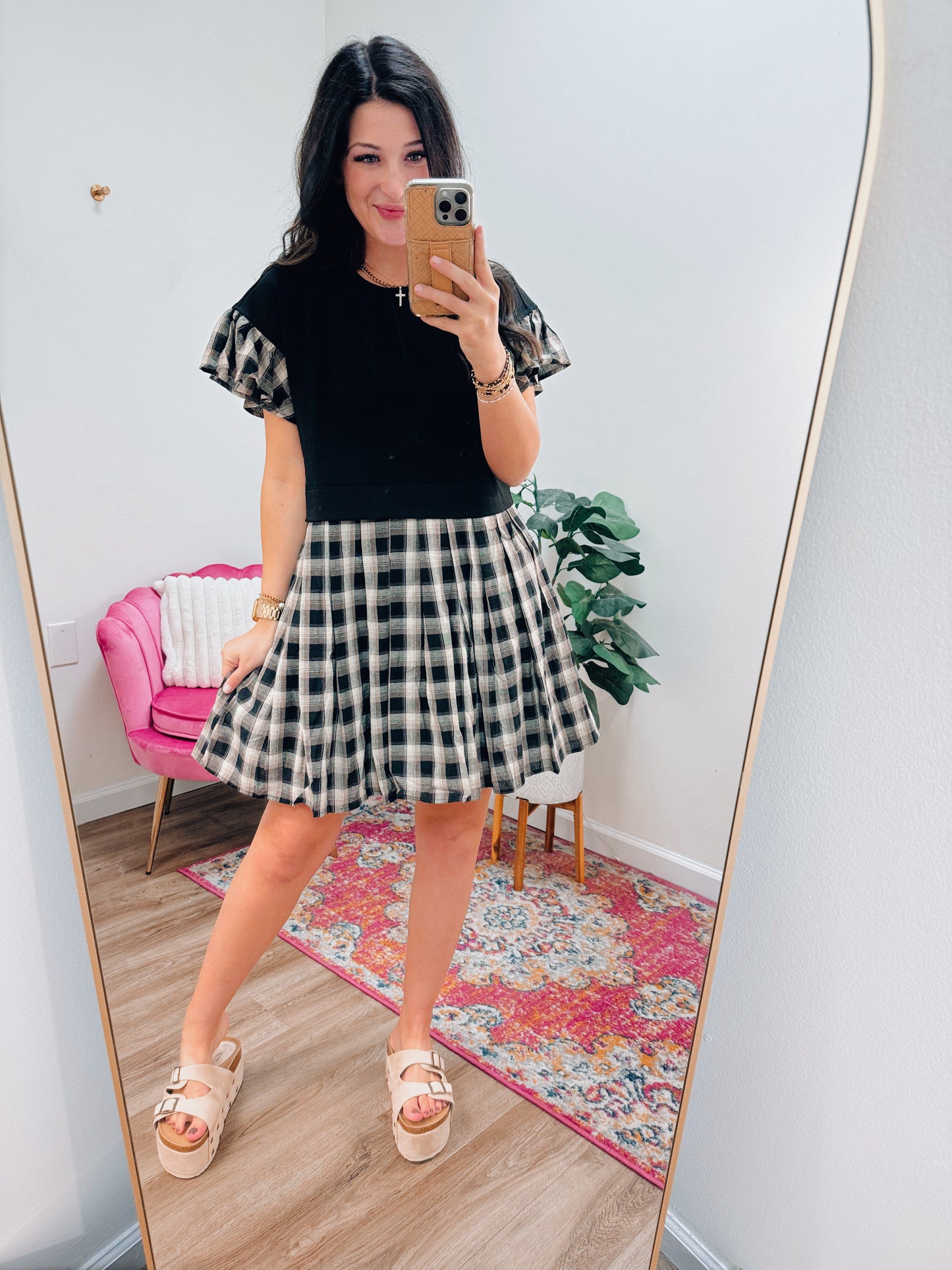 Meg Mix Media Fall Plaid Mini Dress