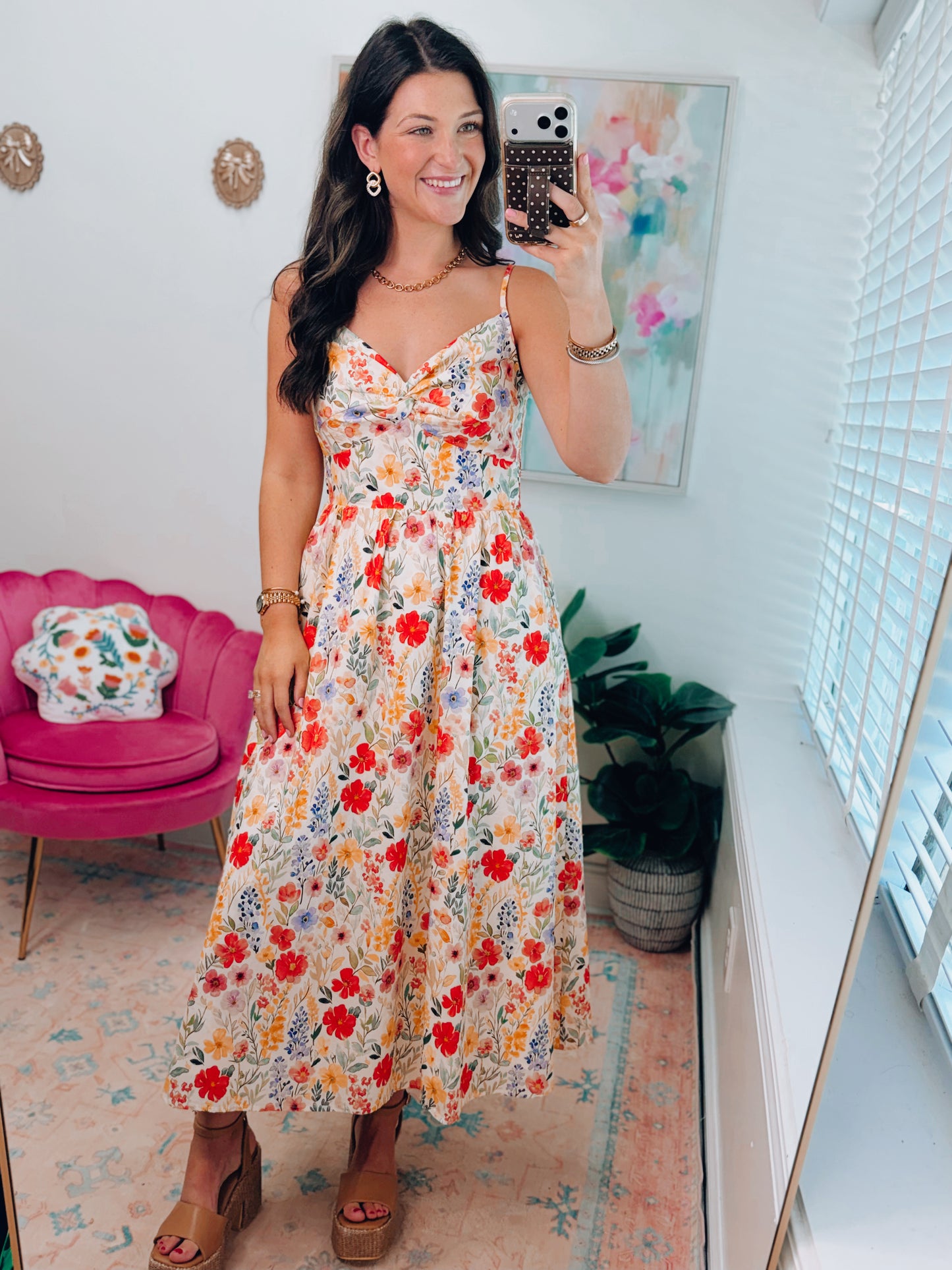 Mallie Floral Mix Midi Dress