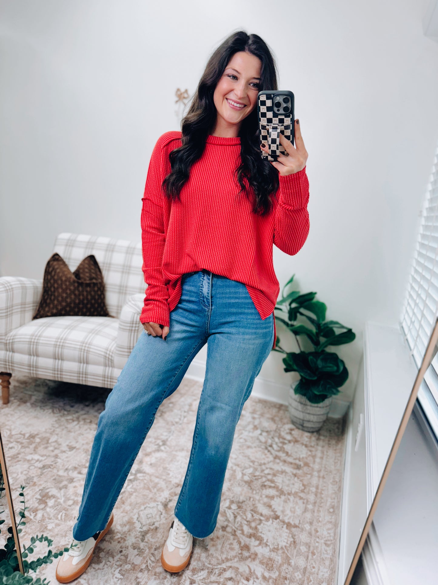 CURVY | DOORBUSTER Laci Ribbed Top - Red