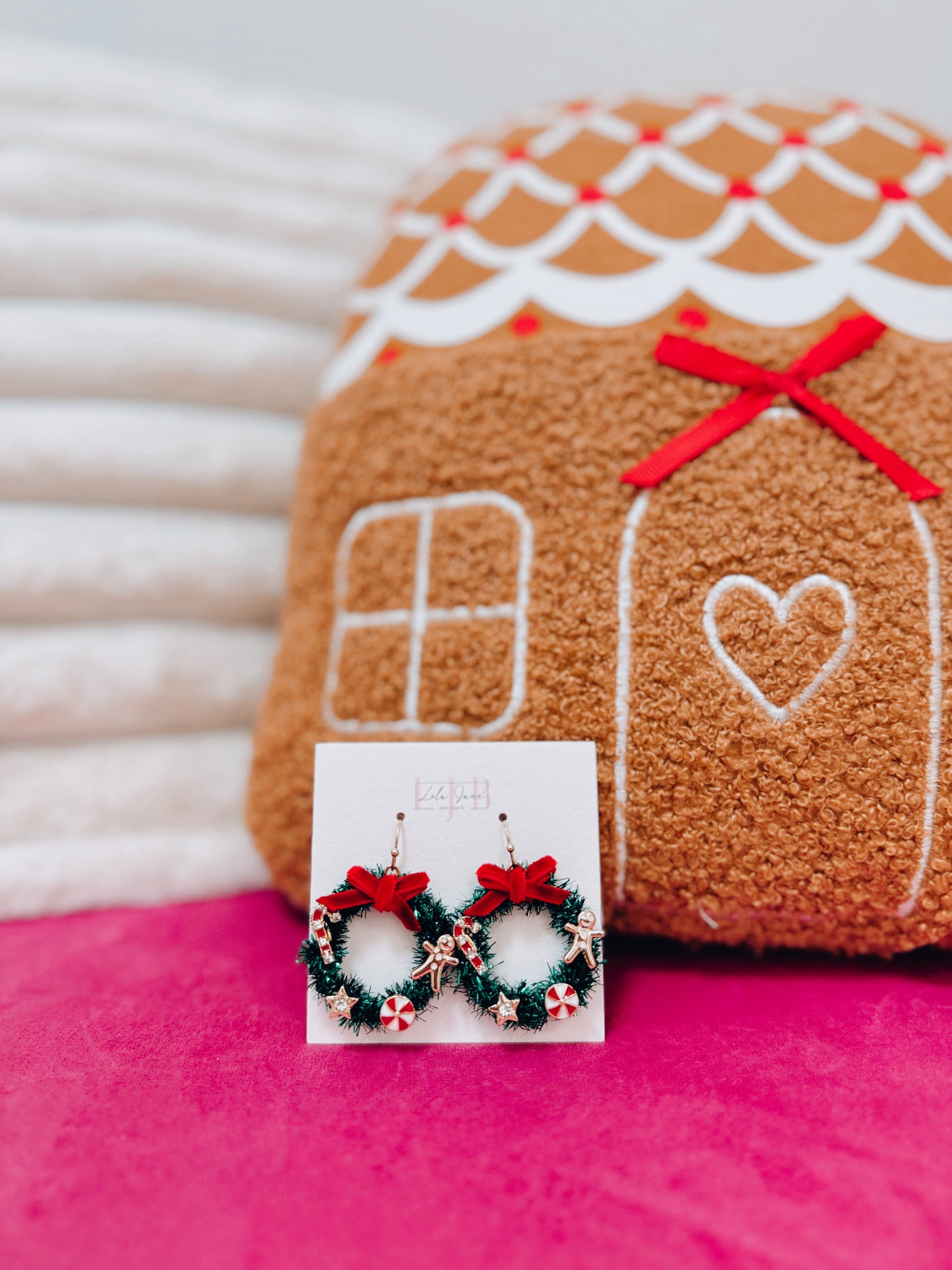 Mini Christmas Wreath Earrings