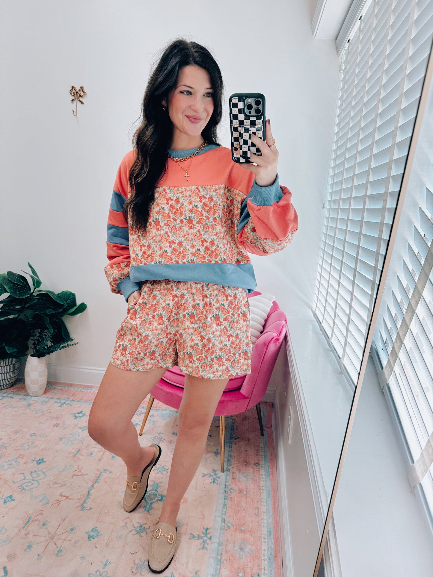 Floral Corduroy Shorts