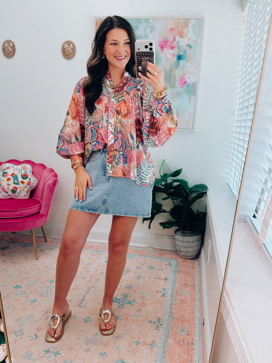 Indie Sheer Printed Top