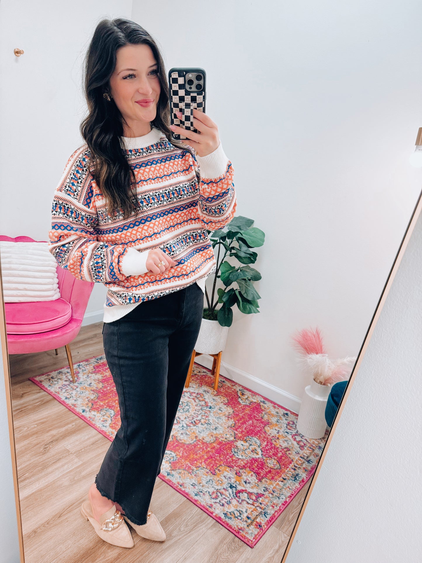 Aztec Drop Shoulder Sweater