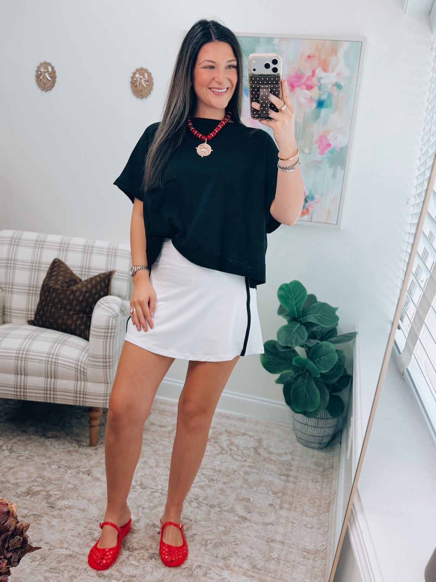 Active Stripe Butter Skort - White
