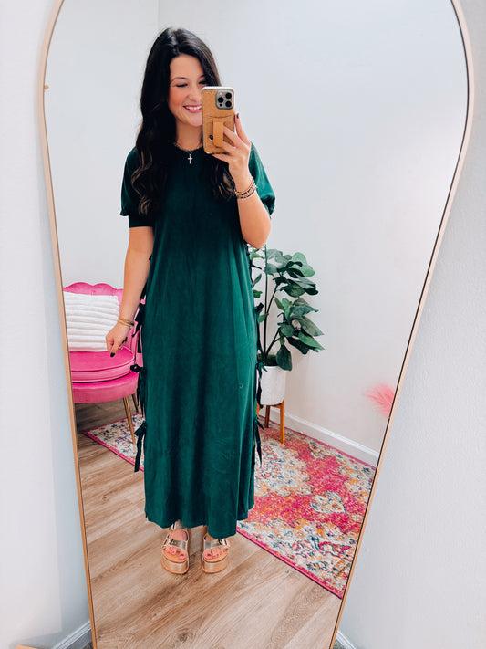 Faith Hunter Green Bows Midi Dress