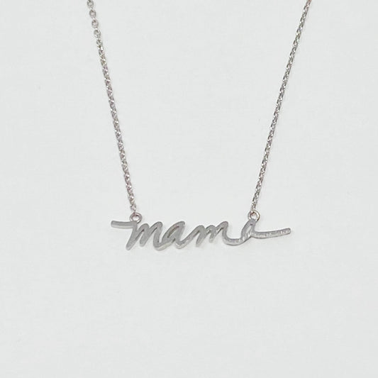 Mama Script Necklace - Silver