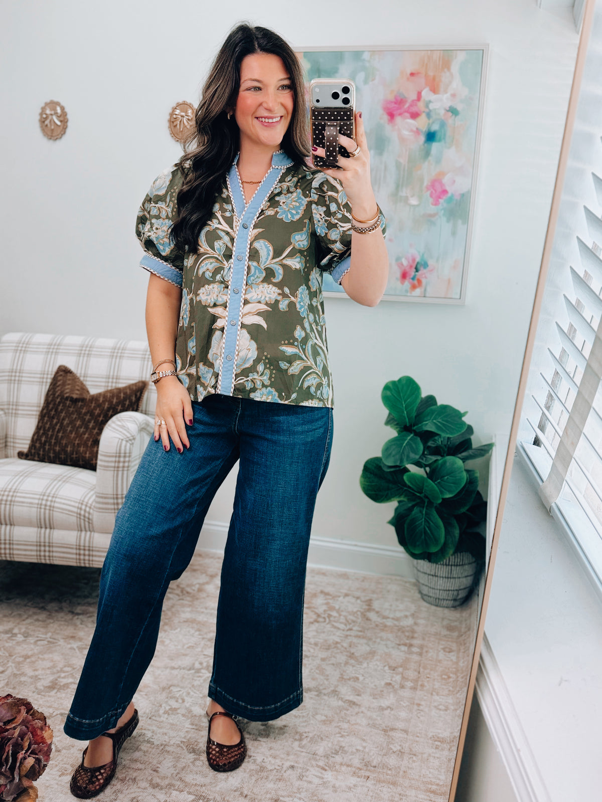 Delaney Contrast Floral Top