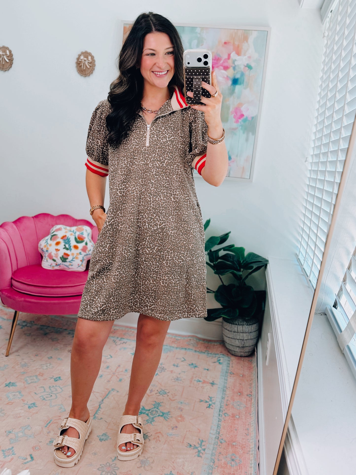 Leopard Color Block Mini Dress