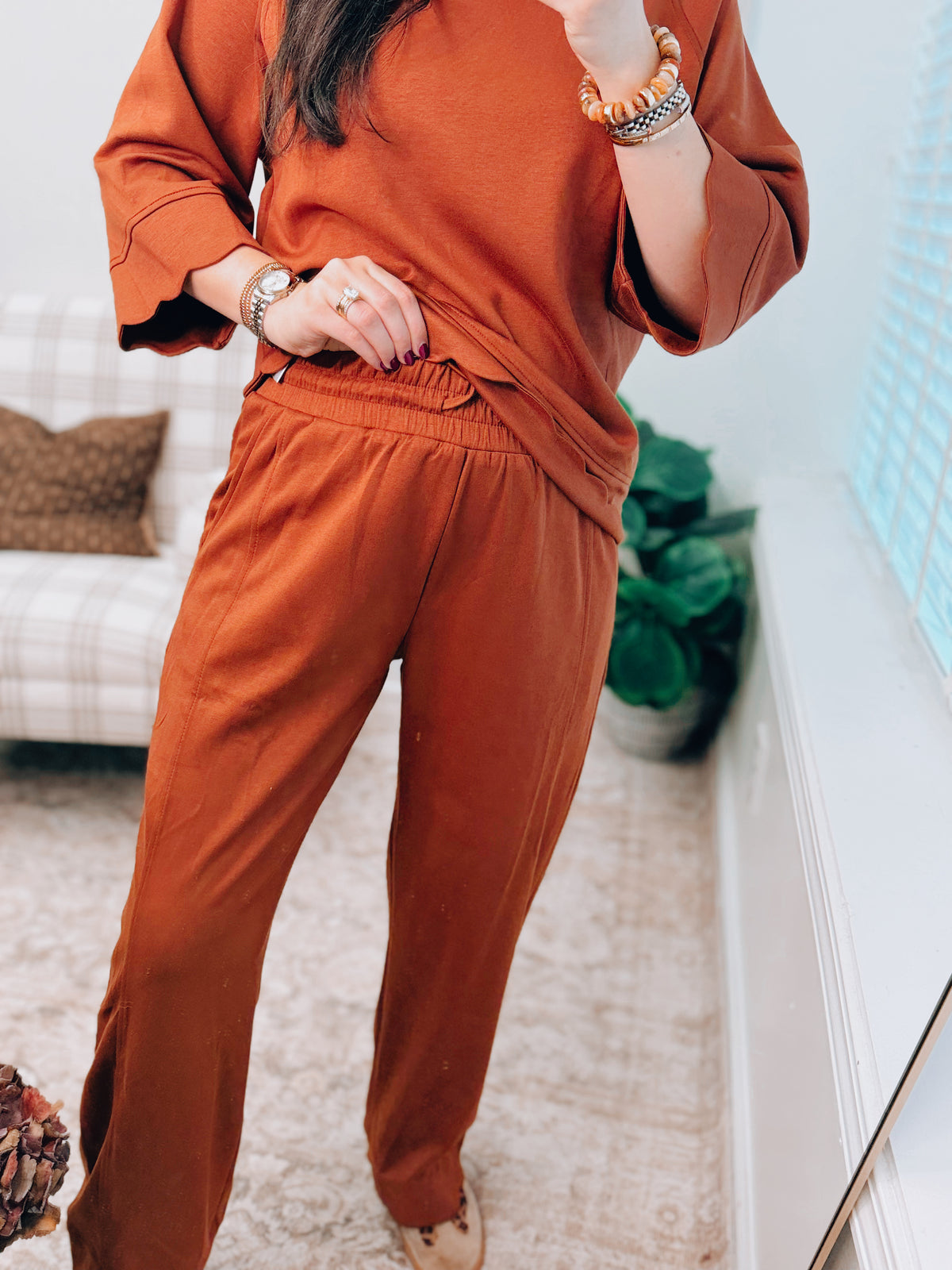 Terracotta Scallop Scuba Knit Set
