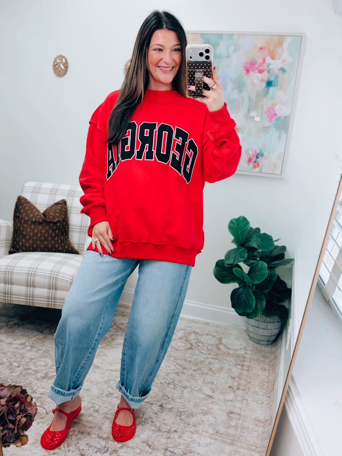 The Mock Club Pullover - Red GEORGIA