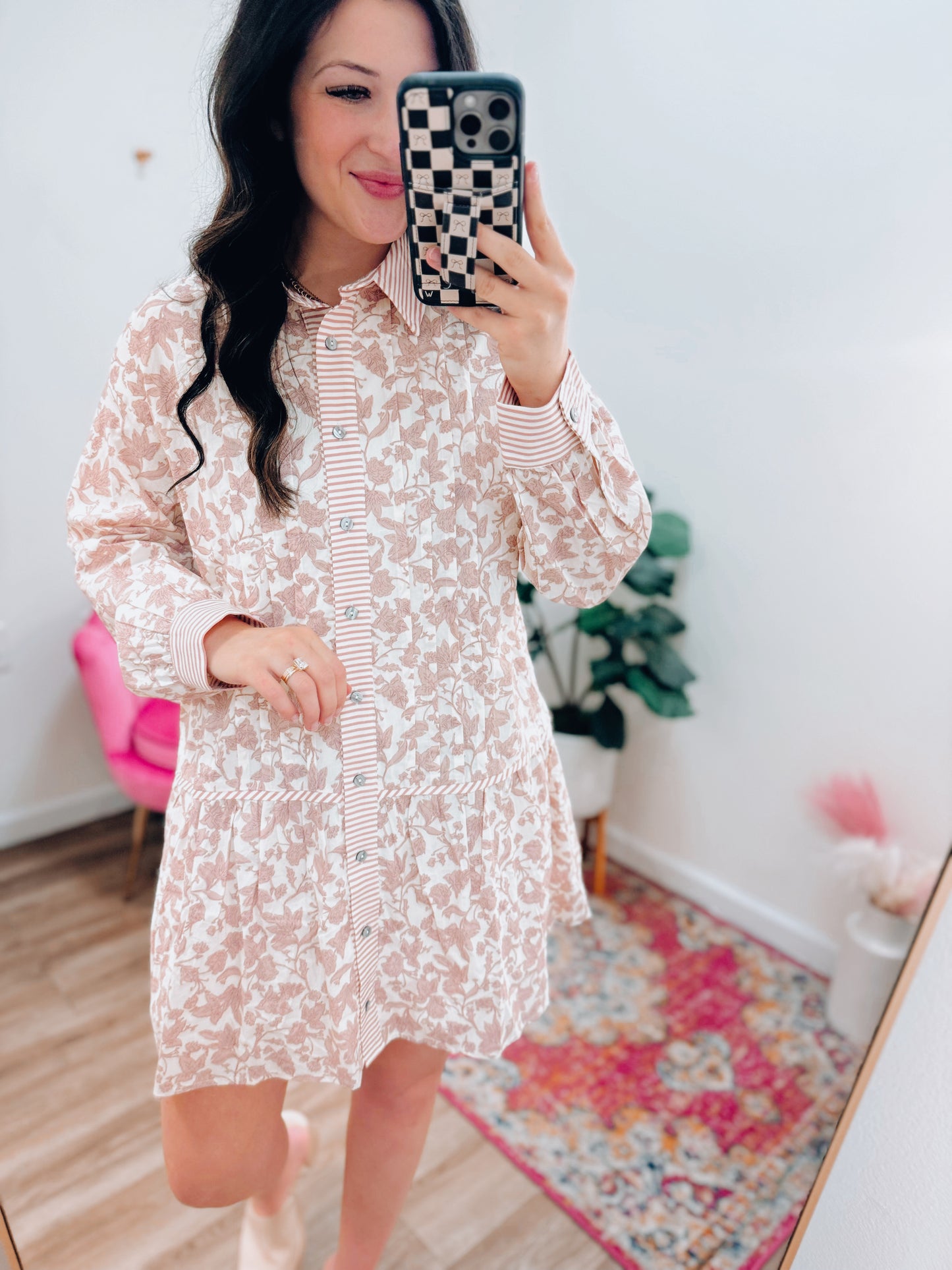 Rosie Pink Printed Mini Dress