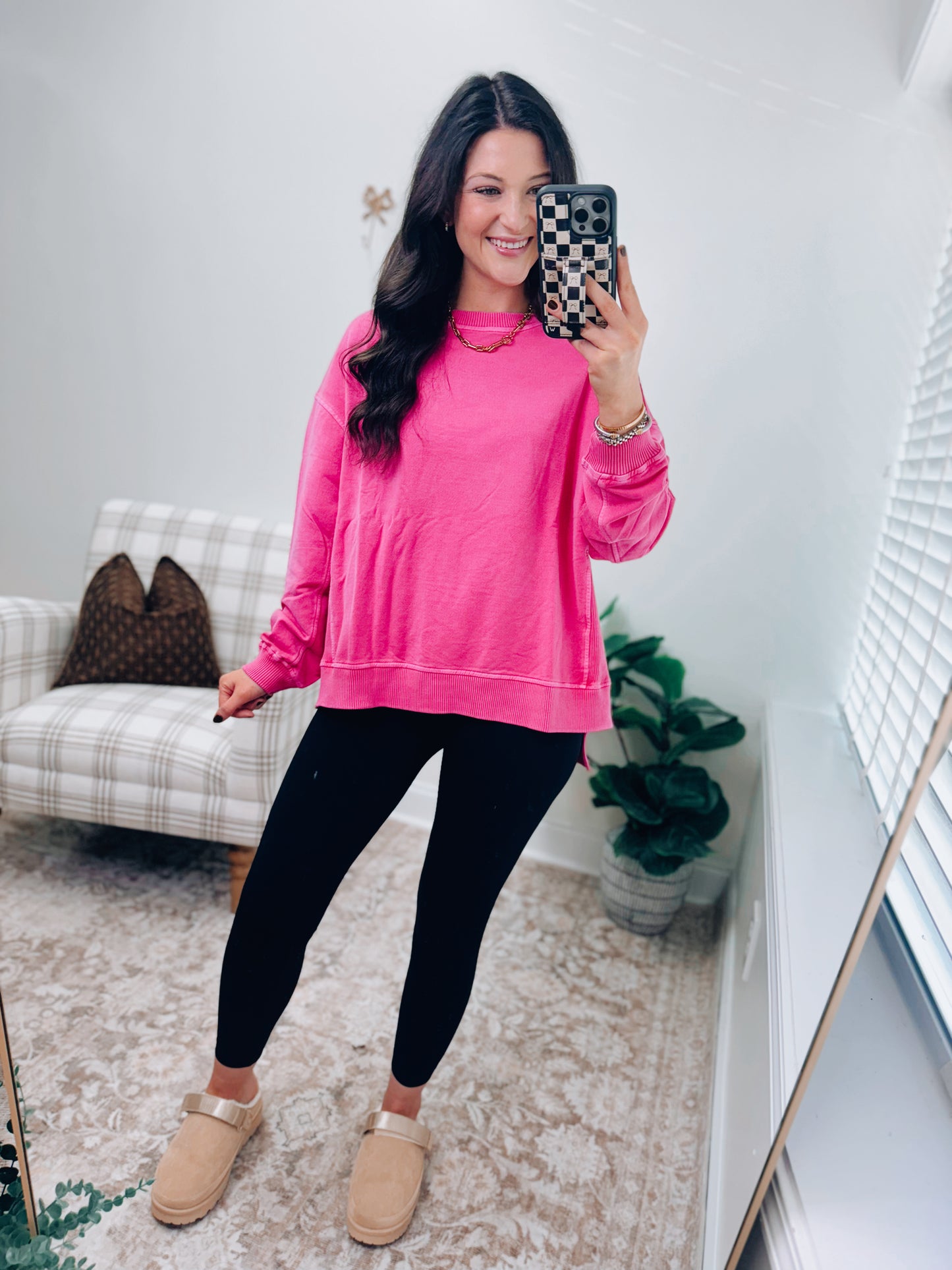 CURVY | DOORBUSTER Washed Light-Weight Crewneck - Pink