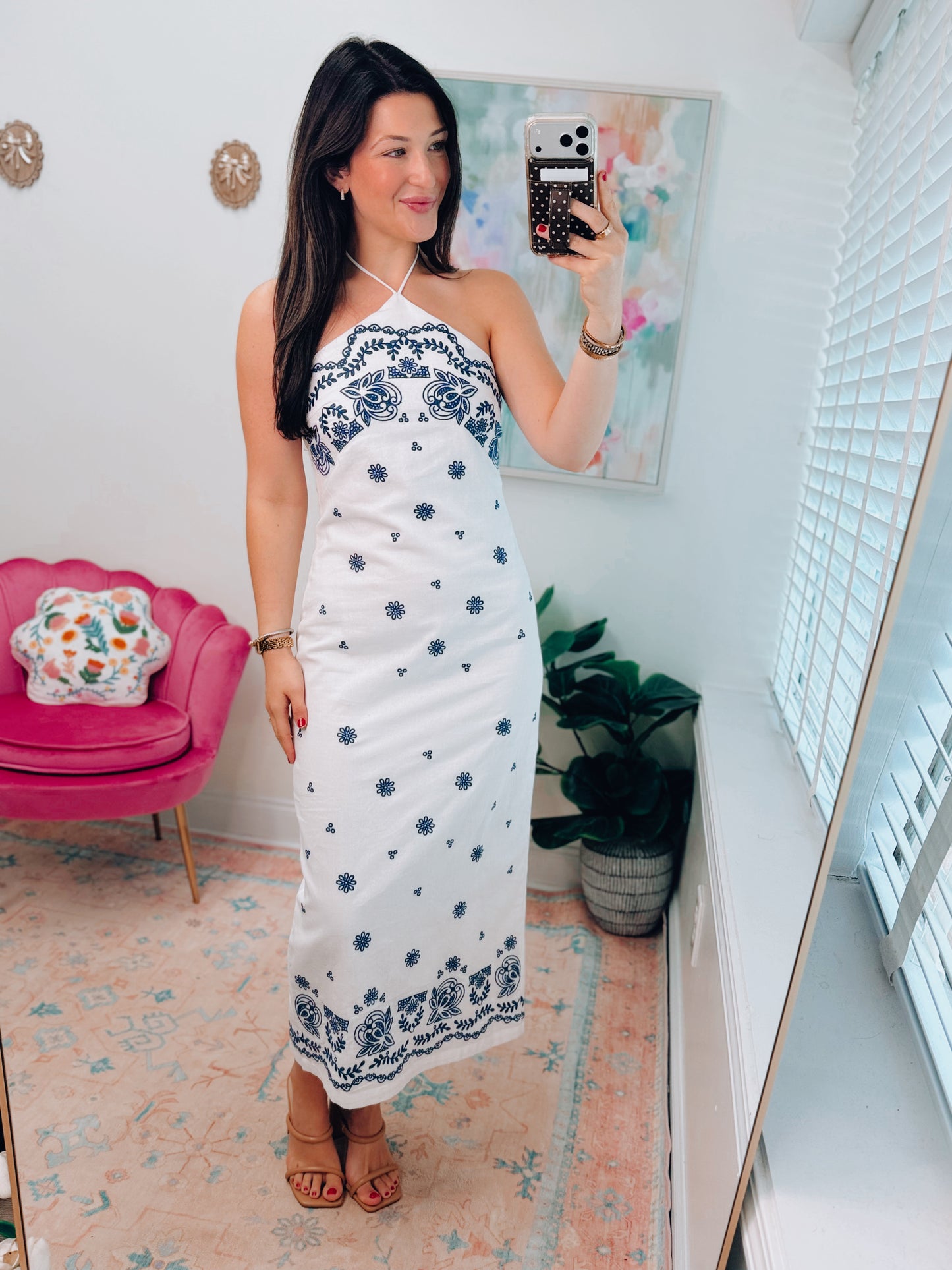 Coast Embroidered Halter Midi Dress