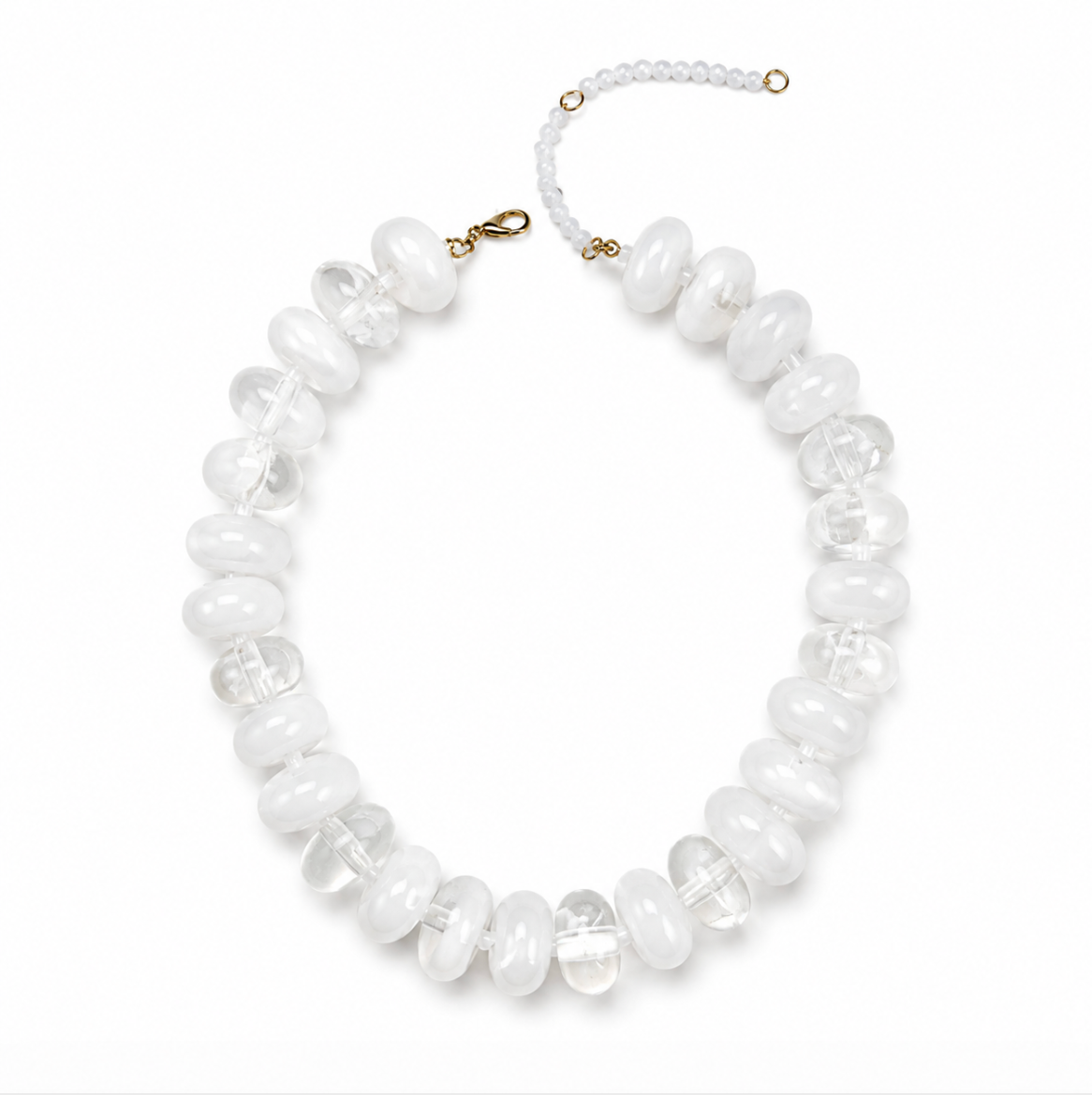 Polished Bead Statement Necklace | White