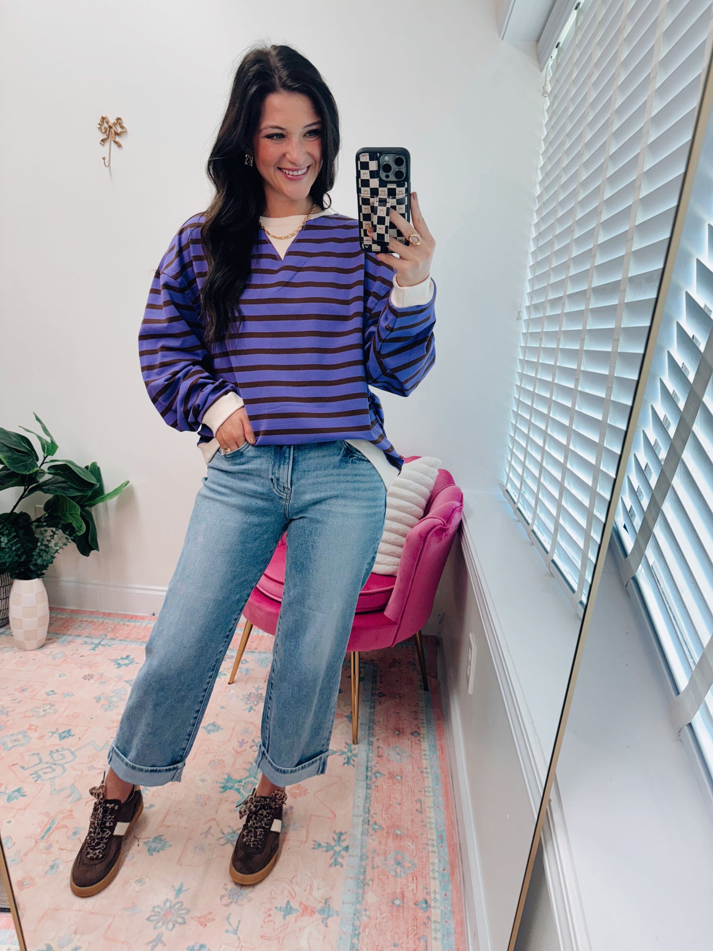 Orchid Muse Striped Crewneck