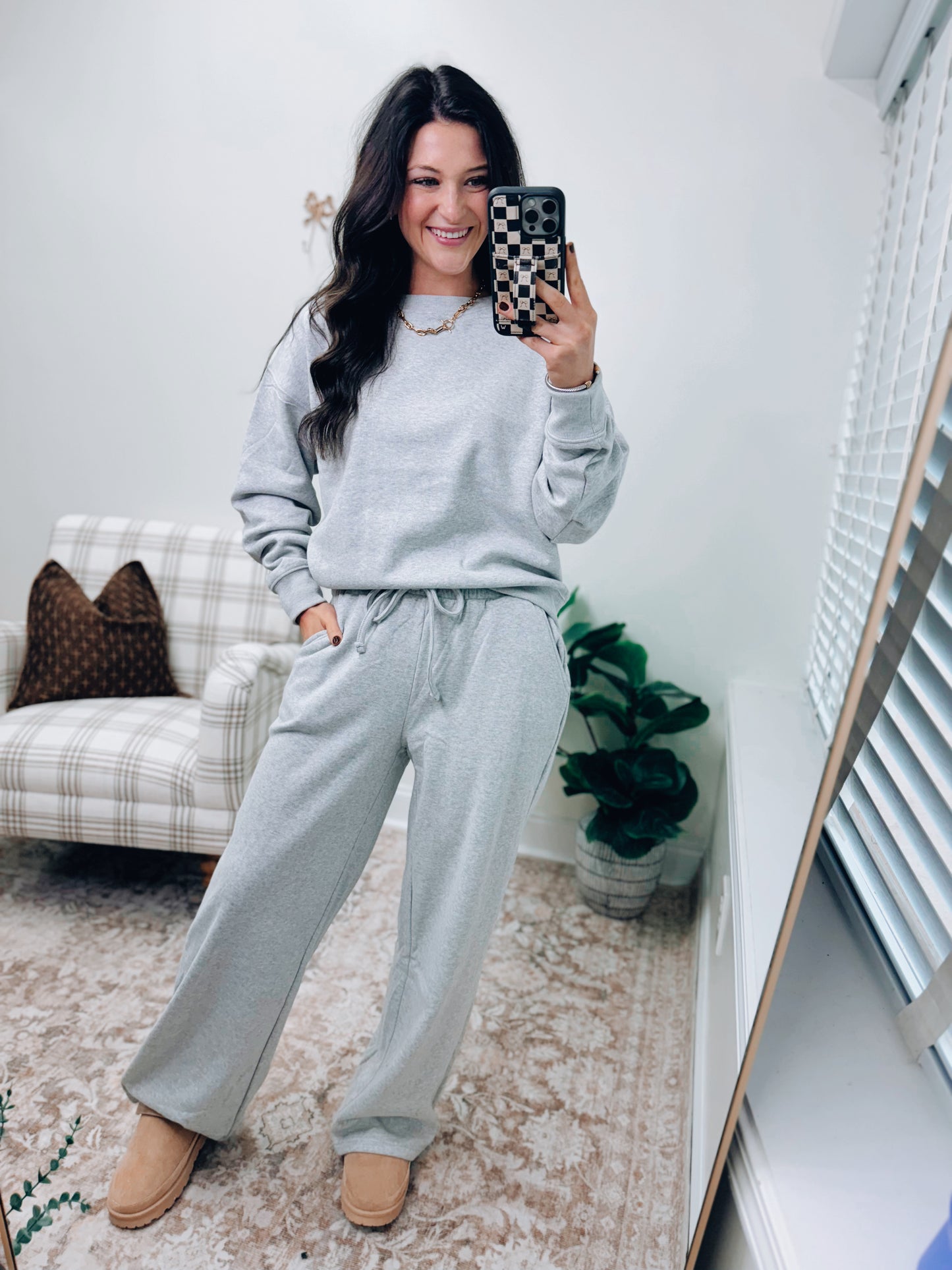 DOORBUSTER Crewneck Comfy Pants Set - Heather Gray
