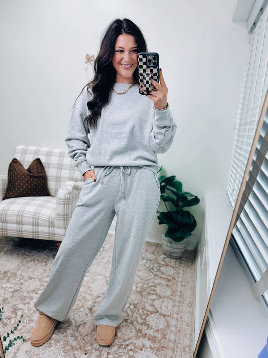 DOORBUSTER Crewneck Comfy Pants Set - Heather Gray