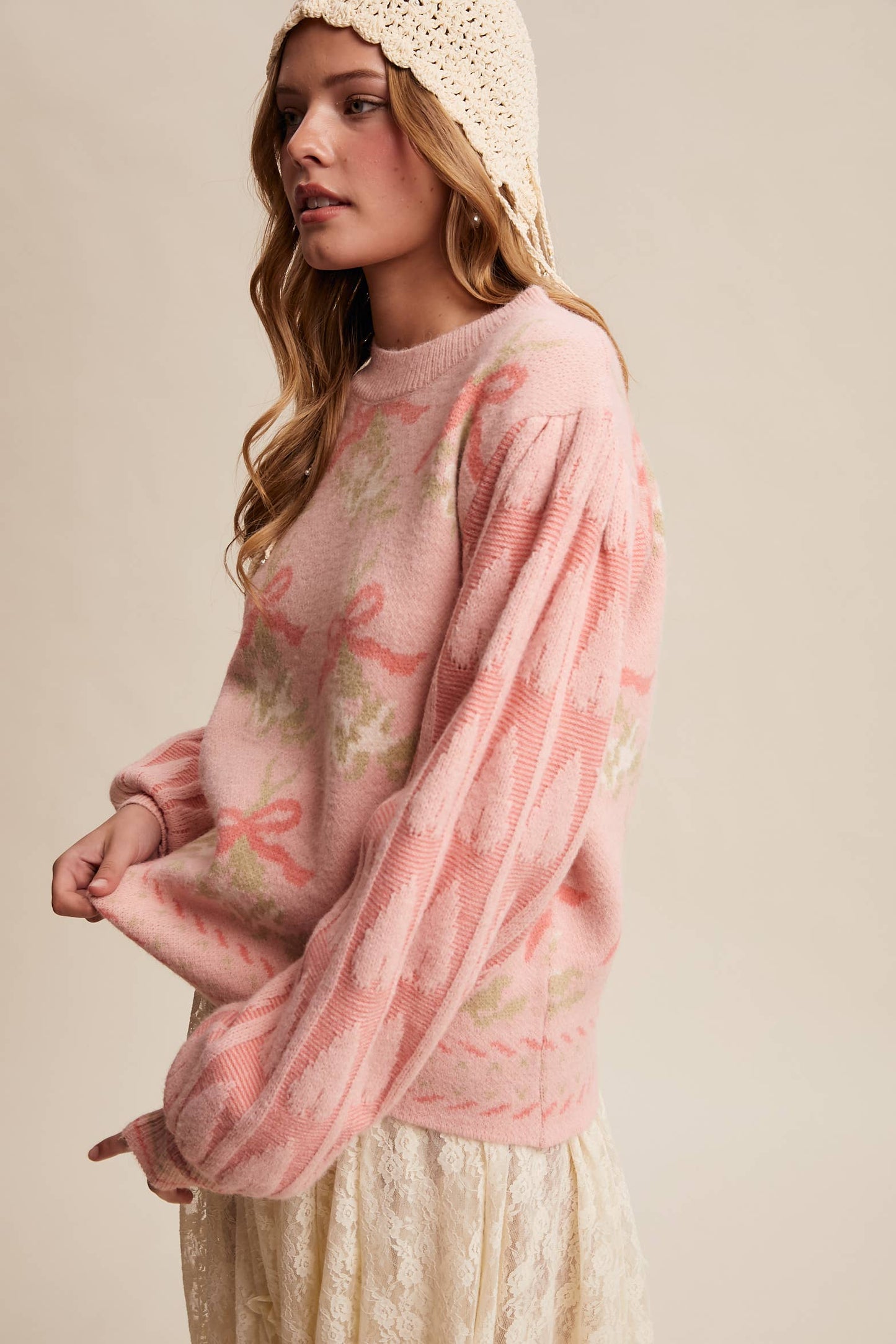 Ribbon Christmas Tree Sleeve Sweater