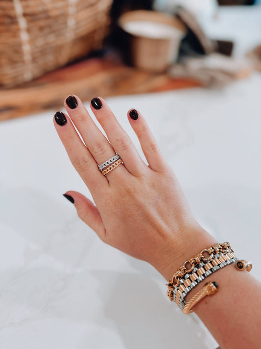 18k Gold Plated Lena Diamond Chain Ring