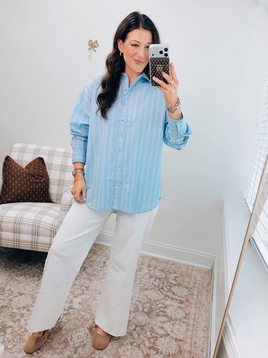 Posie Striped Button Down Top