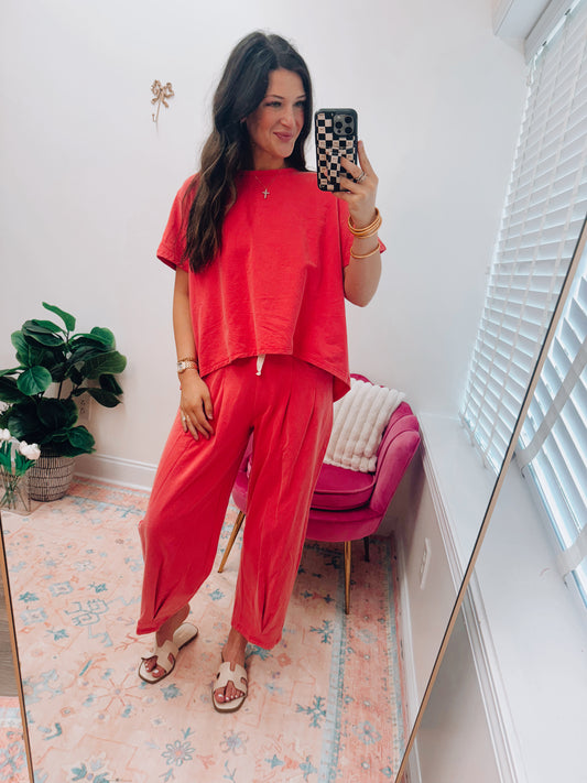 Garment Red Pants Set
