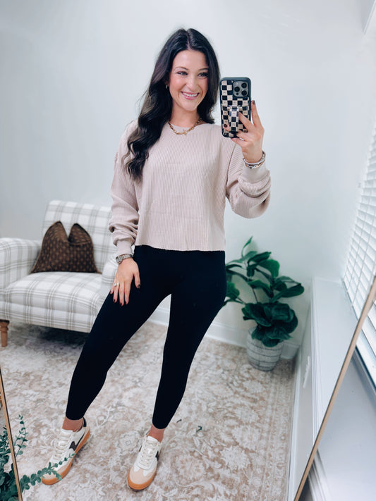 DOORBUSTER Waffle Knit Top - Taupe