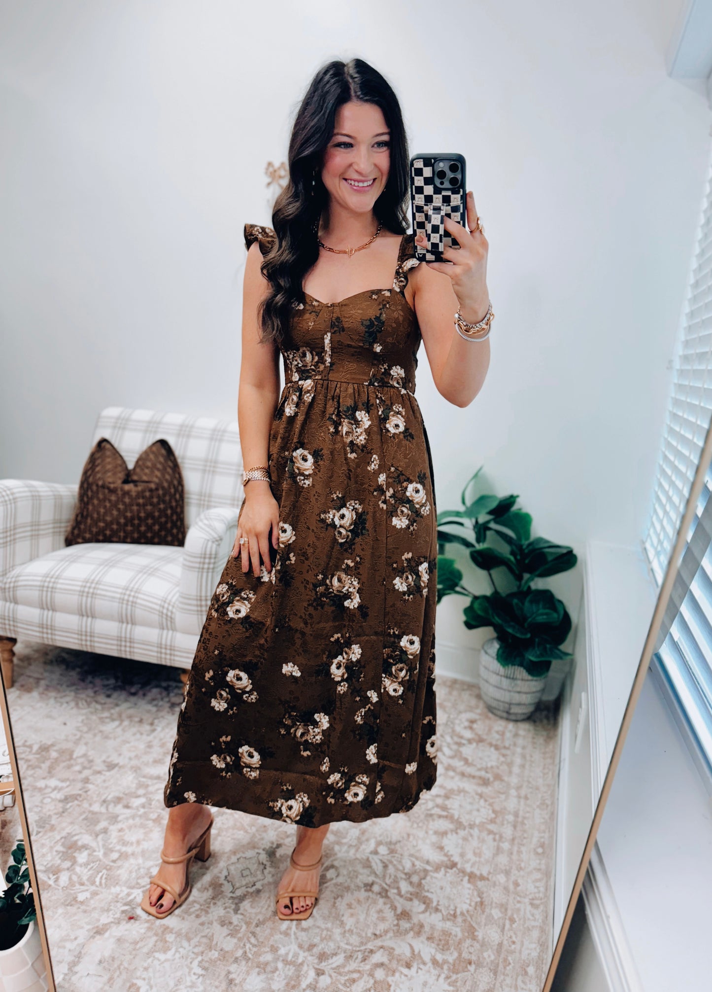 Honey Lace Textured Babydoll Midi Dress