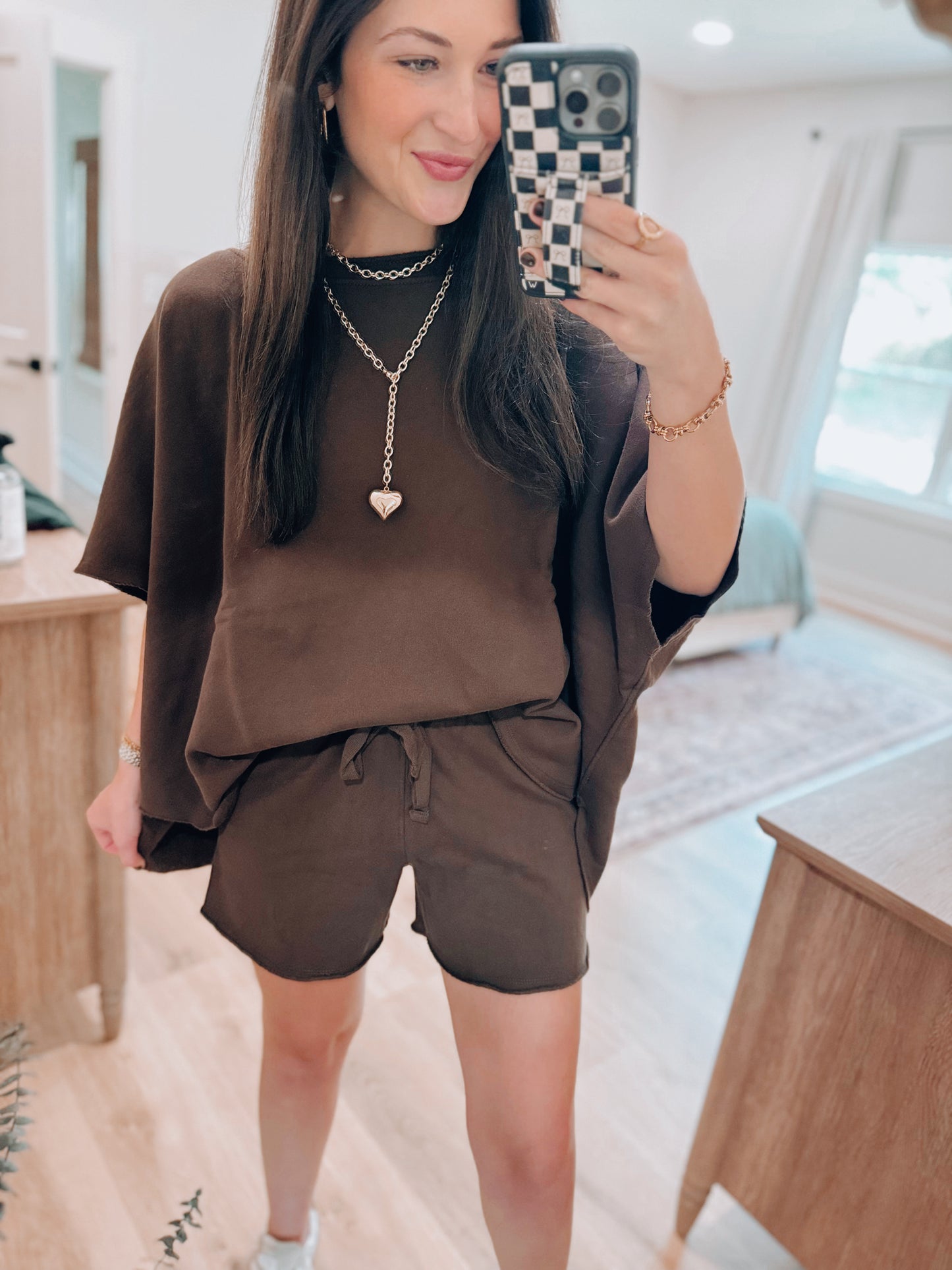 Malibu Fall Vintage Edge Shorts Set - Brown