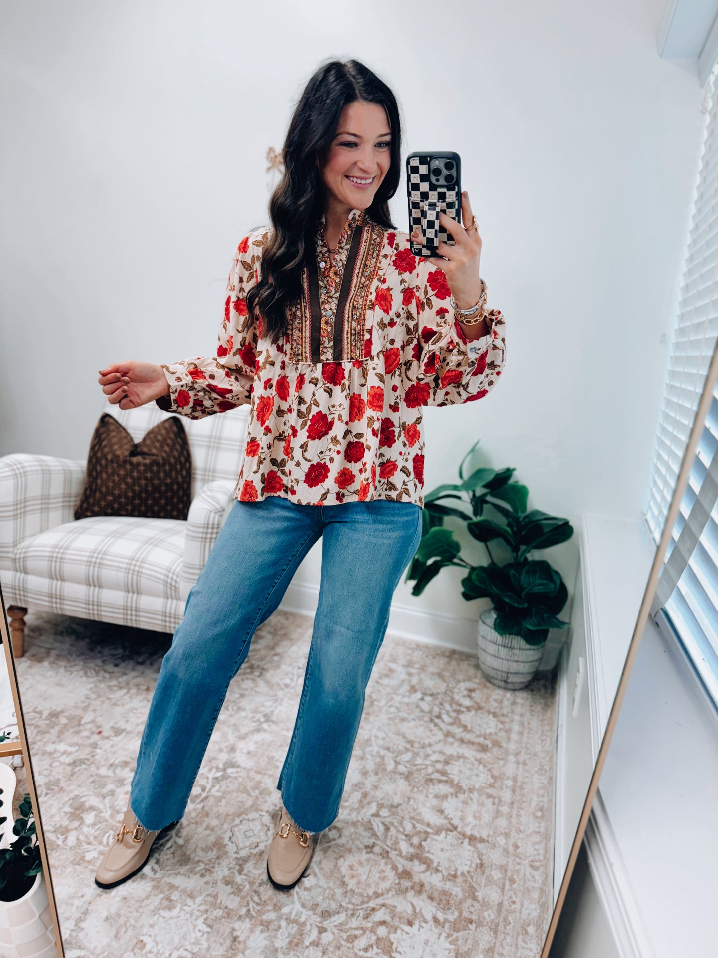 Ecru Mix Pleated Top