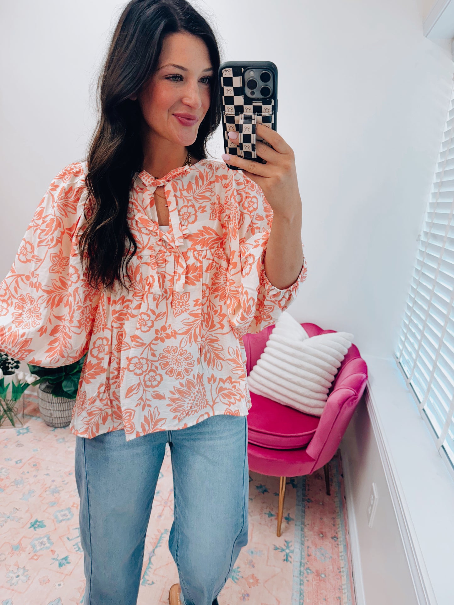 Peach Boho Printed Blouse