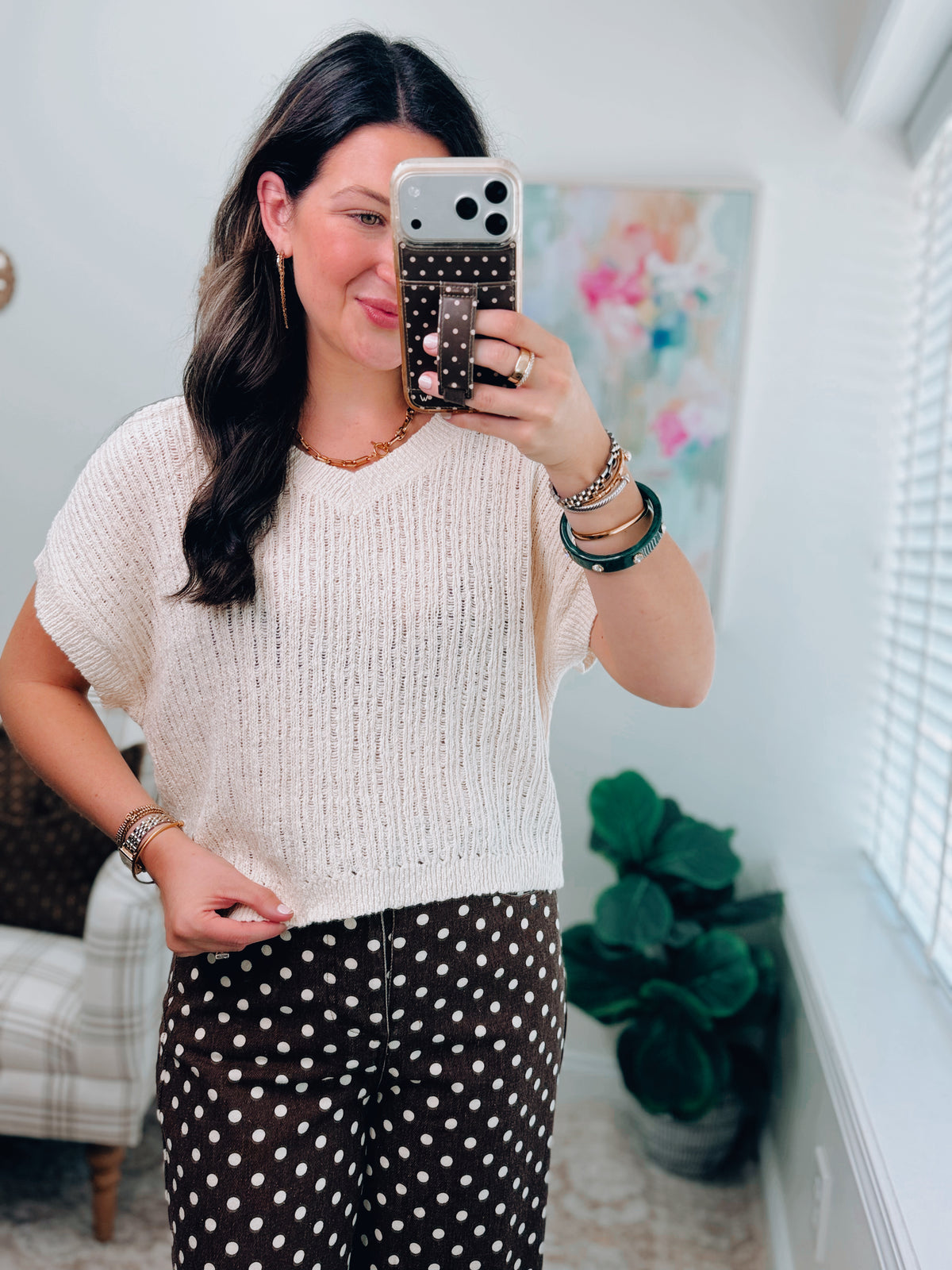 Cream Knit Boxy Top