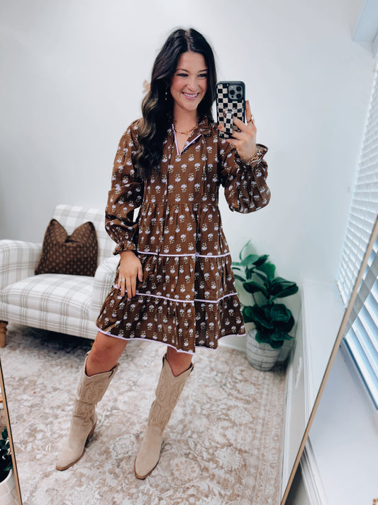 Lavender Floral Tiered Mini Dress