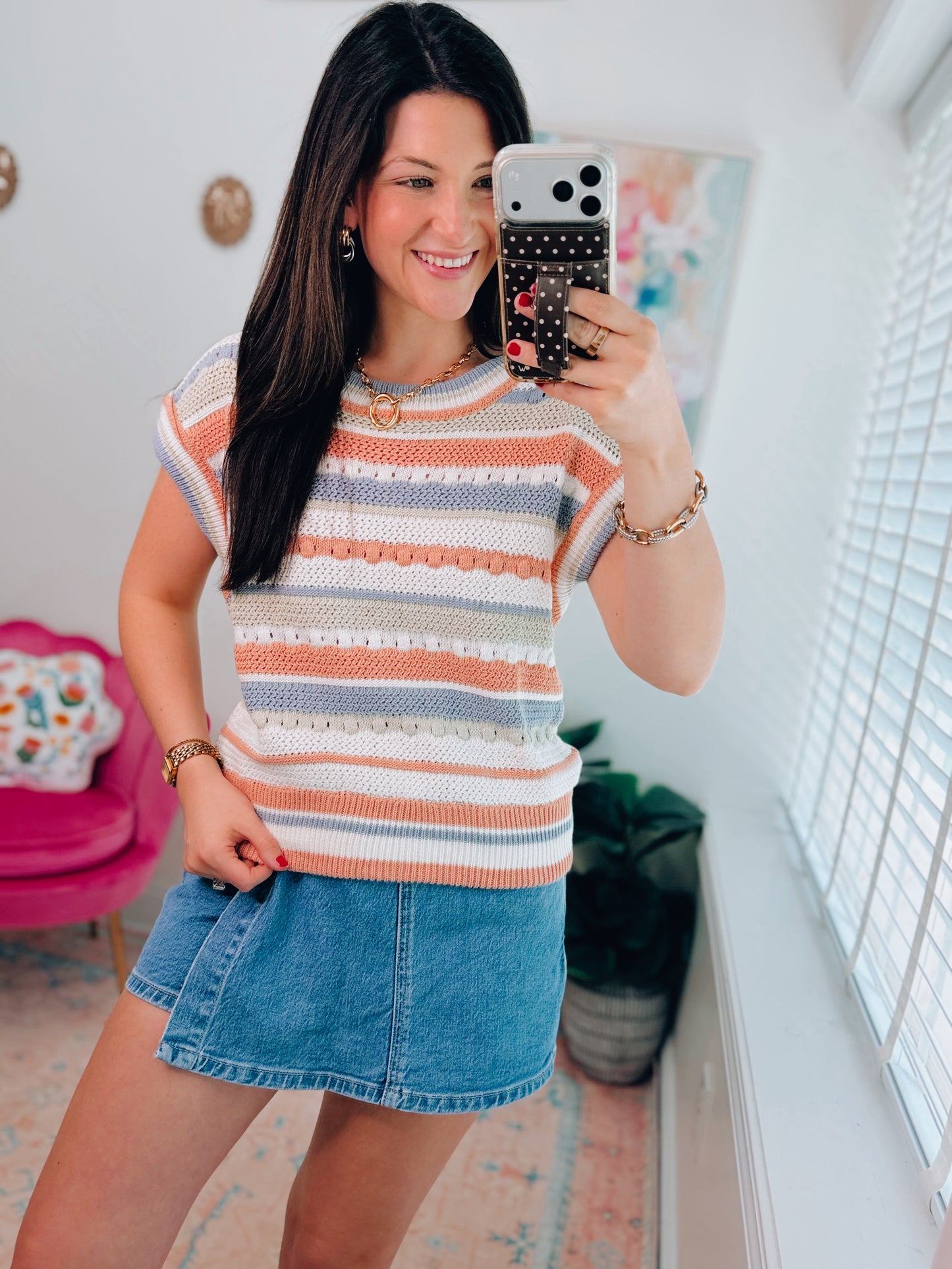 Easy Breeze Striped Crochet Top