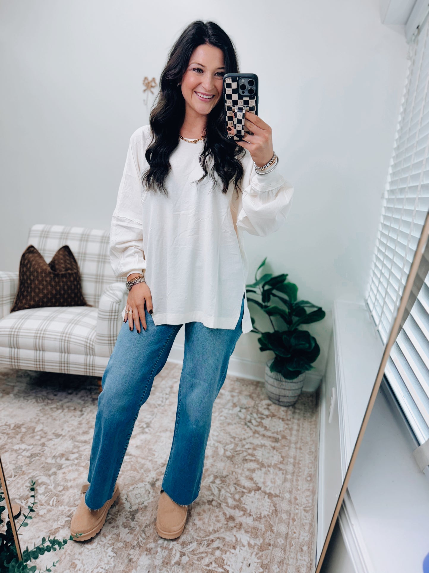 DOORBUSTER Oversized Mineral Wash Top - Cream