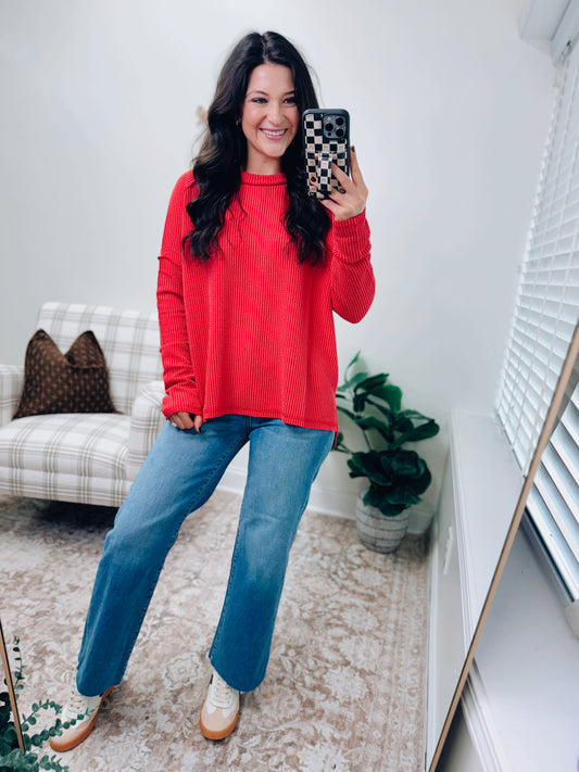 DOORBUSTER Laci Ribbed Top - Red