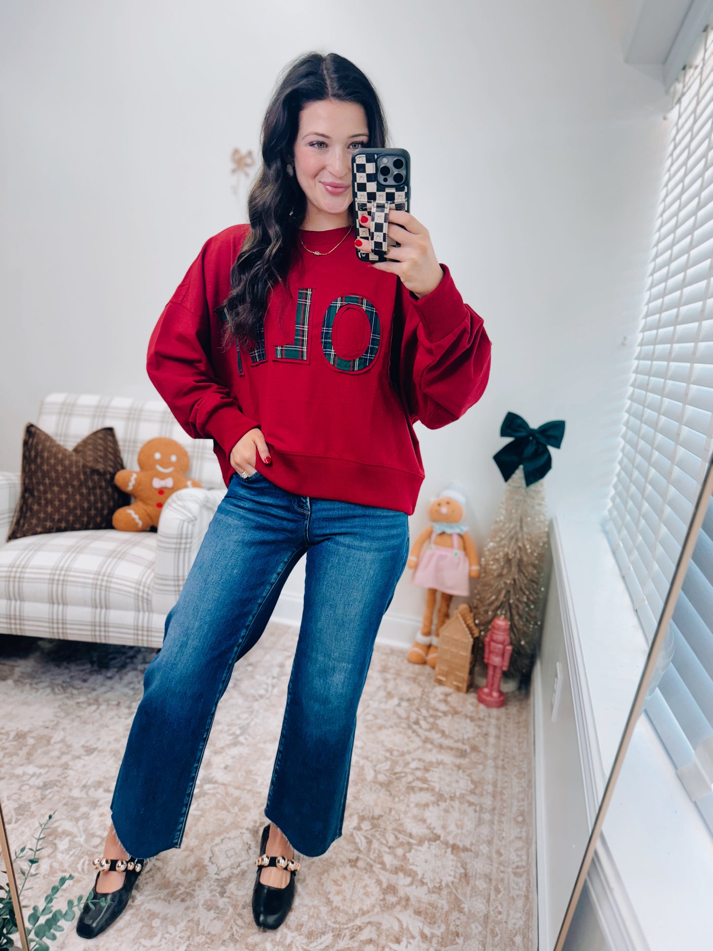 CURVY Jolly Plaid Crewneck