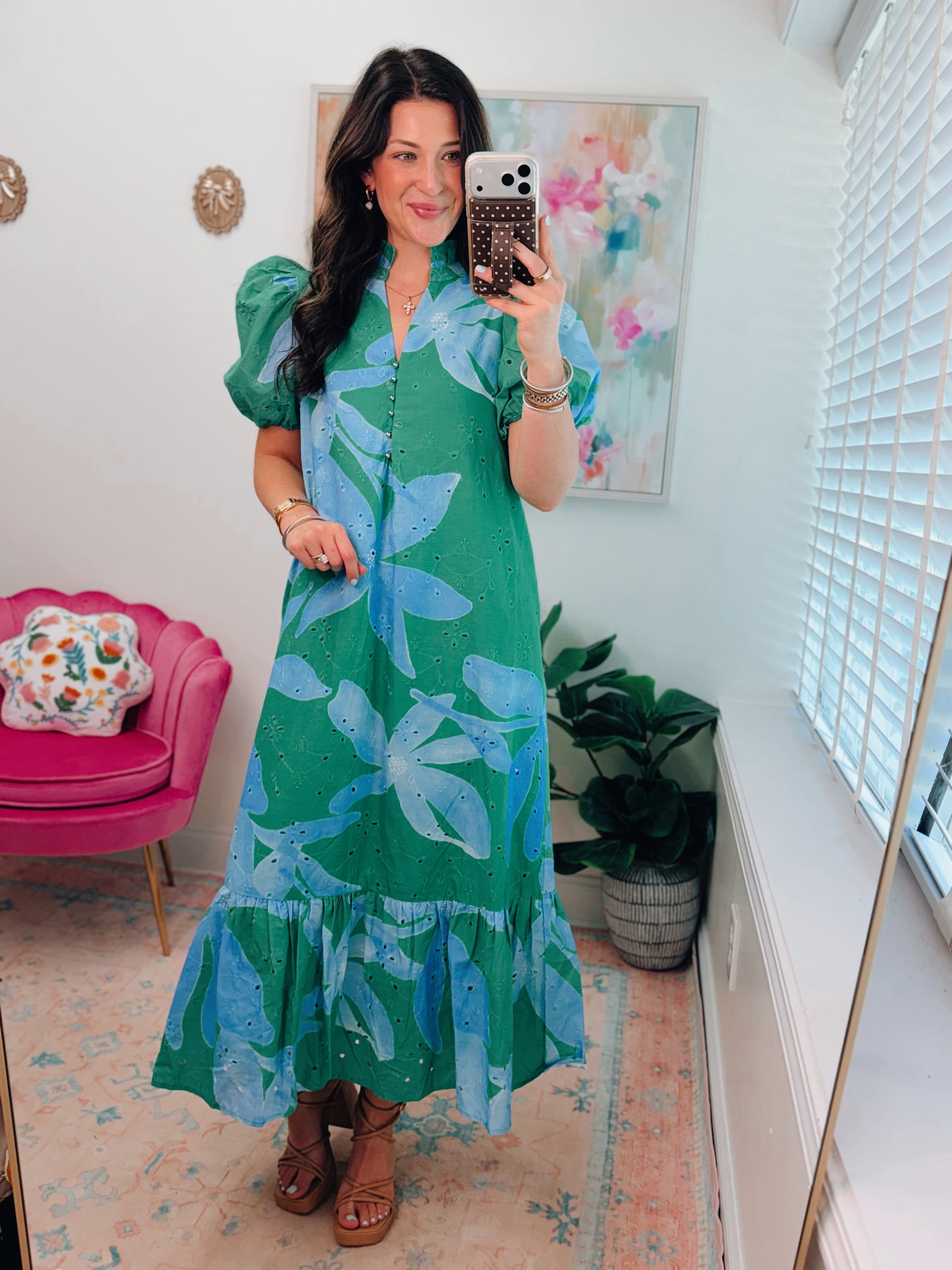CURVY Collins Green Mix Eyelet Midi Dress